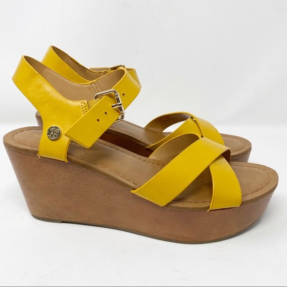 Tommy Hilfiger Shoes - Tommy Hilfiger Wilo Mustard Platform Wedge Sandals